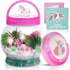 Light Up Unicorn Terrarium Kit for Kids, Unicorns Gifts for Girls -Make Your Own